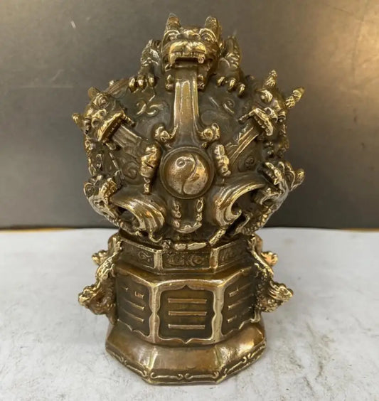 China brass nine dragon play bead crafts statue