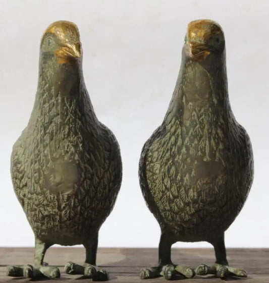 China brass peace pigeon crafts statue A pair