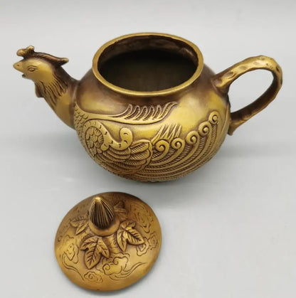 China brass phoenix head teapot crafts statue