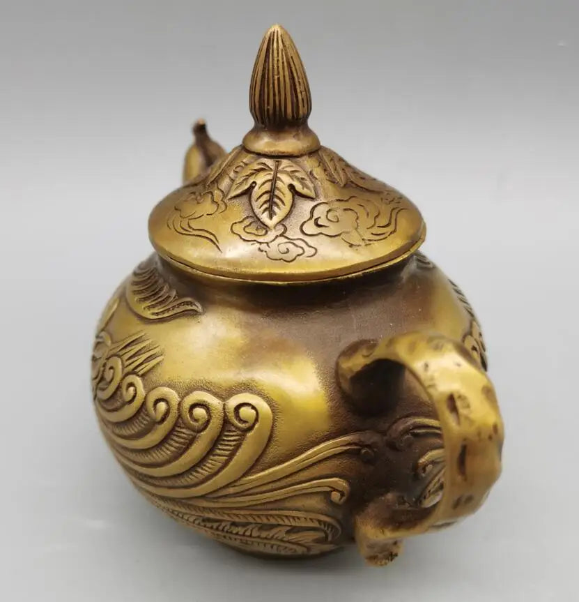 China brass phoenix head teapot crafts statue