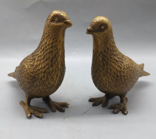 China brass pigeon crafts statue A pair