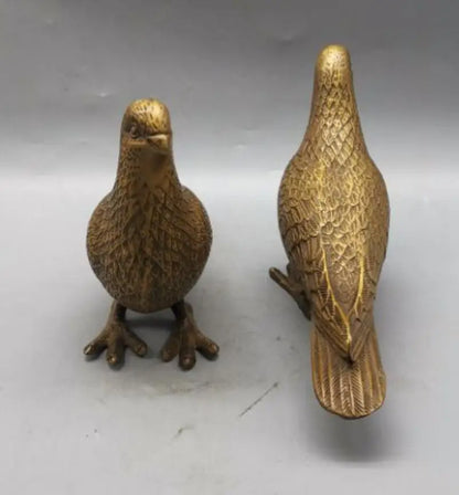 China brass pigeon crafts statue A pair