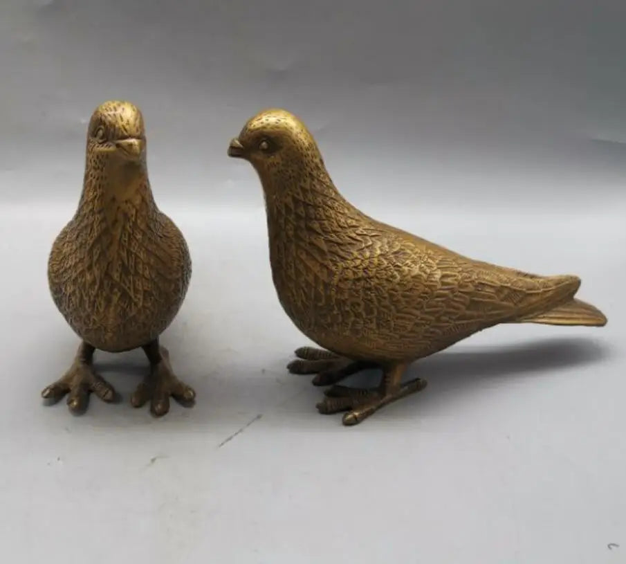 China brass pigeon crafts statue A pair