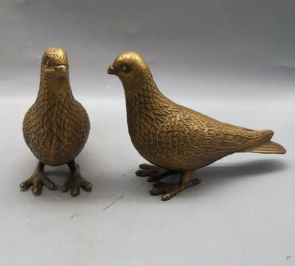 China brass pigeon crafts statue A pair