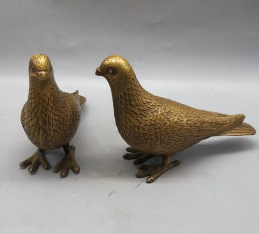 China brass pigeon crafts statue A pair