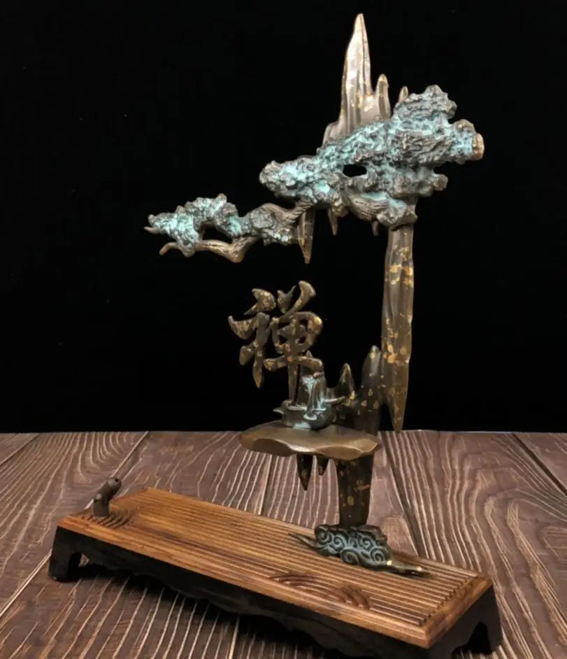 China brass pine tree Hanging Incense burner crafts statue