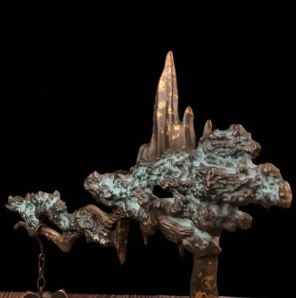 China brass pine tree Hanging Incense burner crafts statue