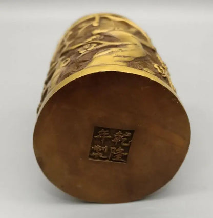 China brass plum blossom Brush pot crafts statue