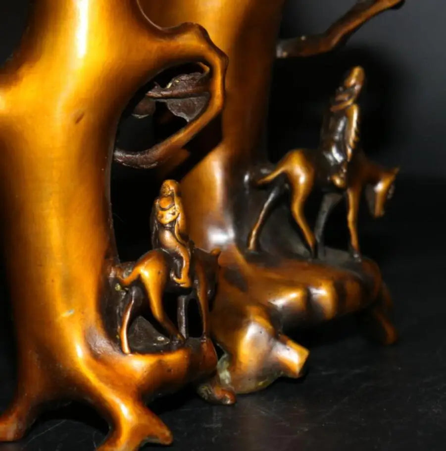 China brass plum blossom stump Pen holder crafts statue