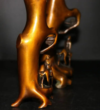 China brass plum blossom stump Pen holder crafts statue