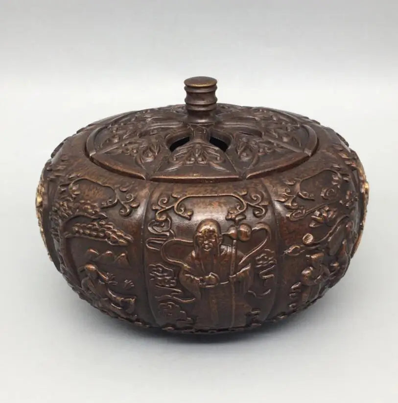 China brass pumpkin Incense burner crafts statue