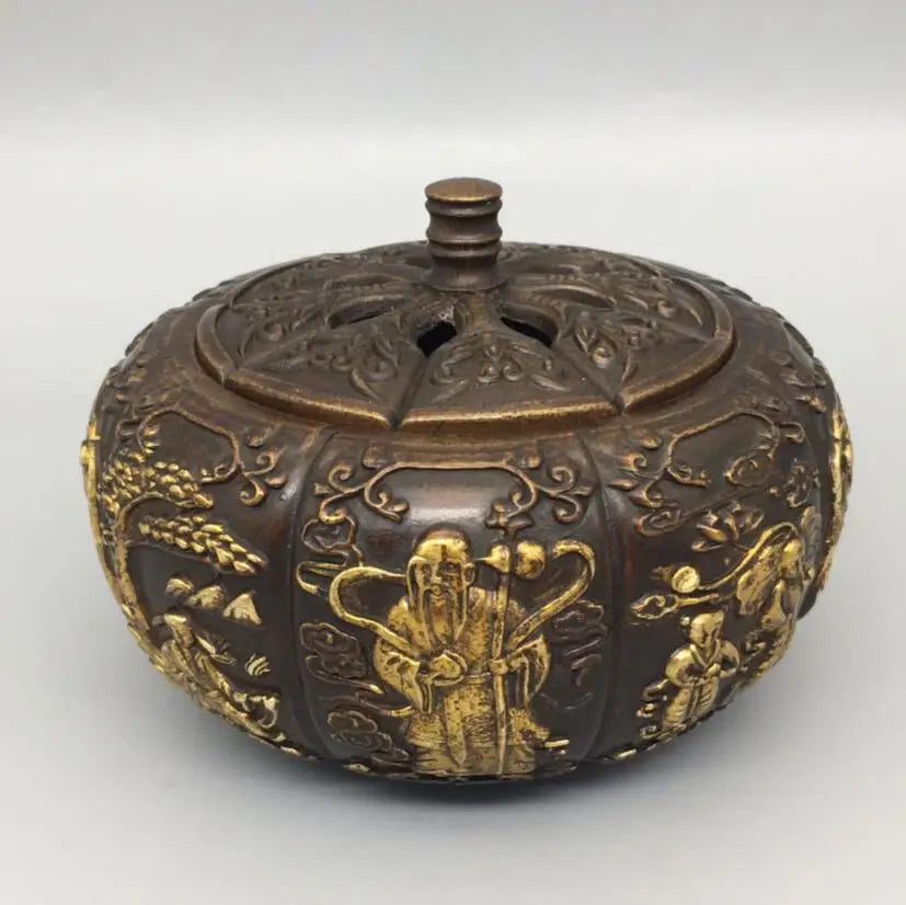 China brass pumpkin Incense burner crafts statue