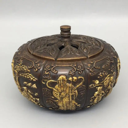 China brass pumpkin Incense burner crafts statue