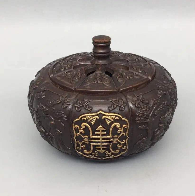 China brass pumpkin Incense burner crafts statue