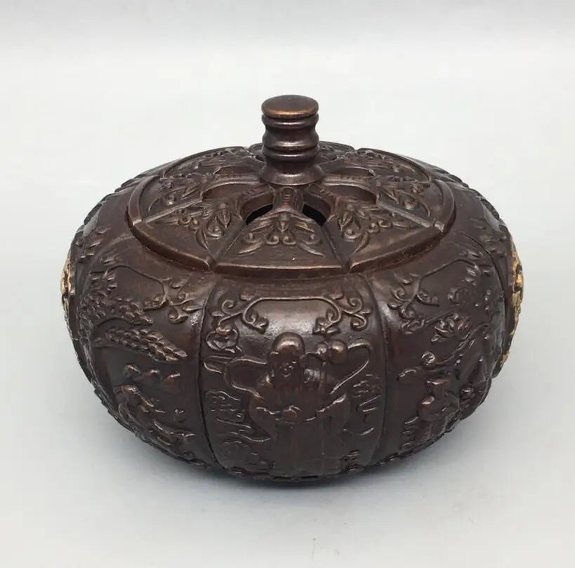 China brass pumpkin Incense burner crafts statue