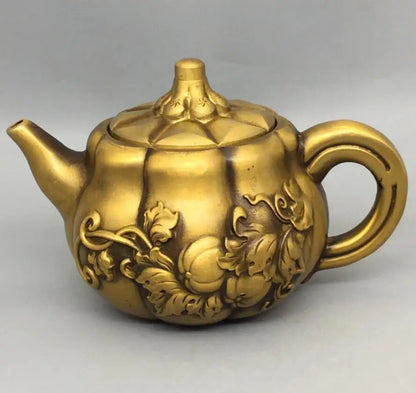 China brass pumpkin teapot crafte statue