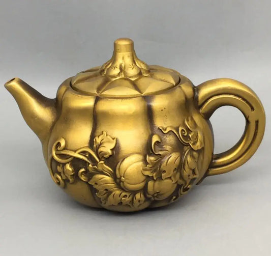 China brass pumpkin teapot crafte statue