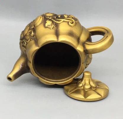 China brass pumpkin teapot crafte statue