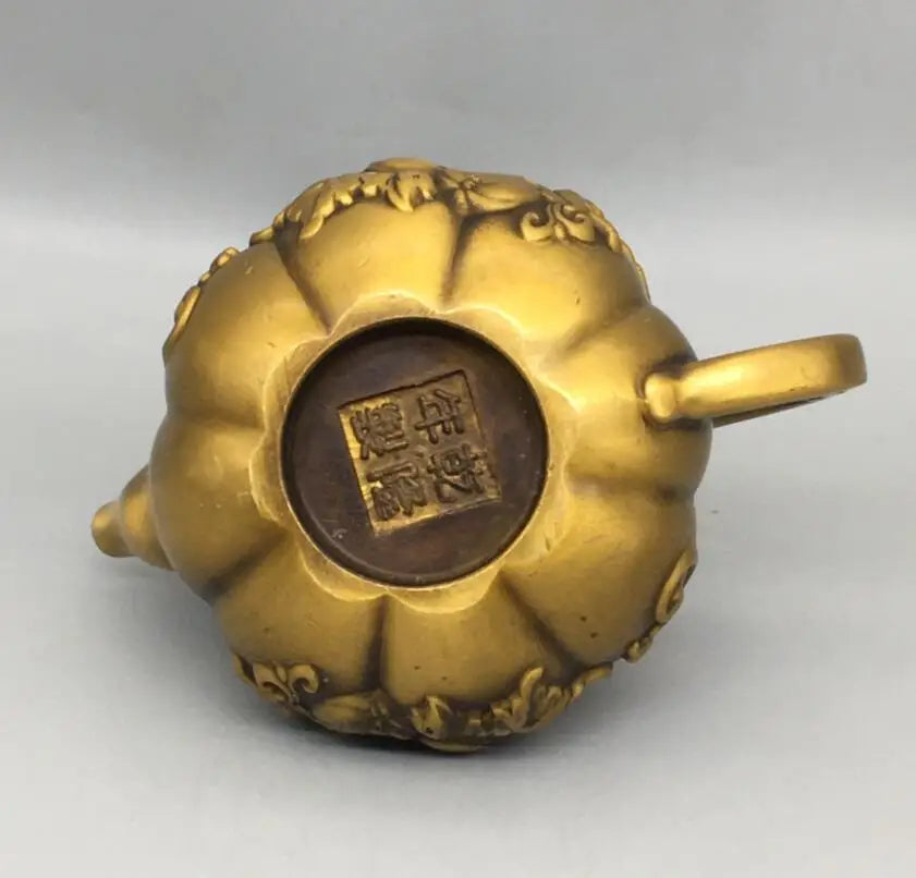 China brass pumpkin teapot crafte statue