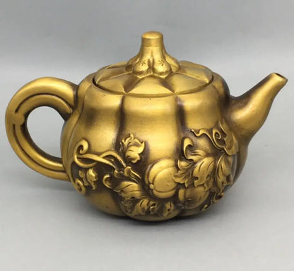 China brass pumpkin teapot crafte statue