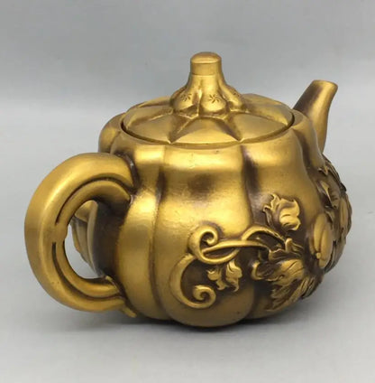 China brass pumpkin teapot crafte statue