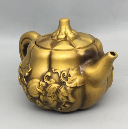 China brass pumpkin teapot crafte statue