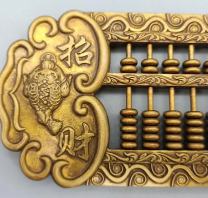 China brass recruit wealth abacus crafts statue