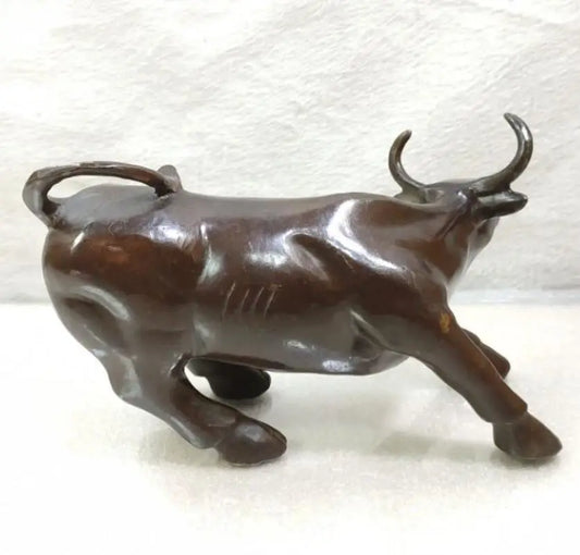 China brass recruit wealth cow crafts statue