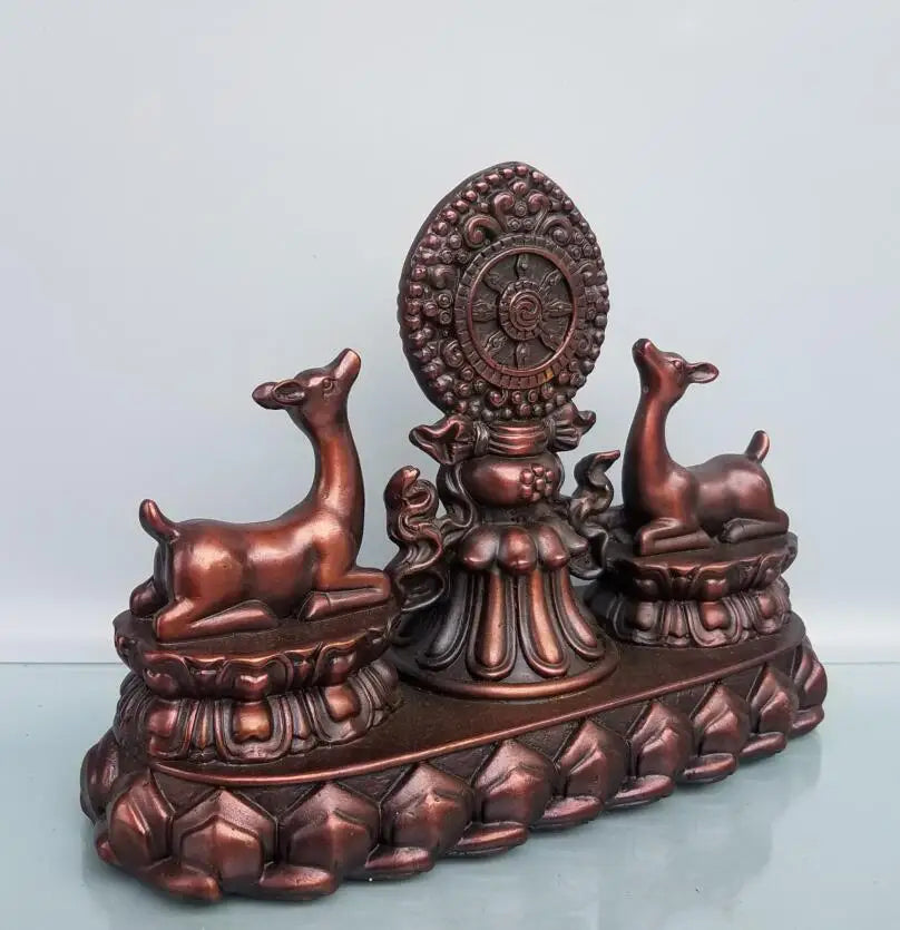 China brass recruit wealth double deer crafts statue