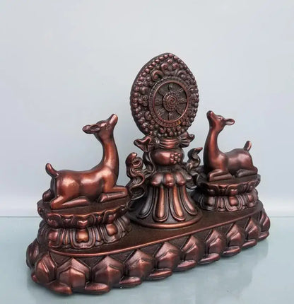 China brass recruit wealth double deer crafts statue