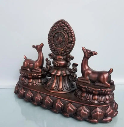 China brass recruit wealth double deer crafts statue
