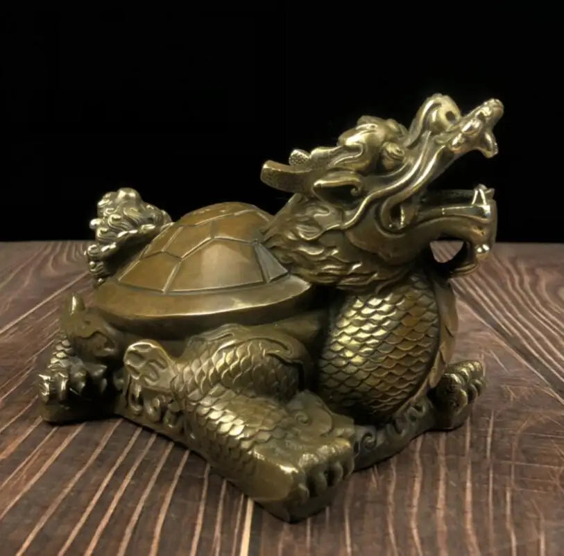 China brass recruit wealth dragon turtle crafts statue
