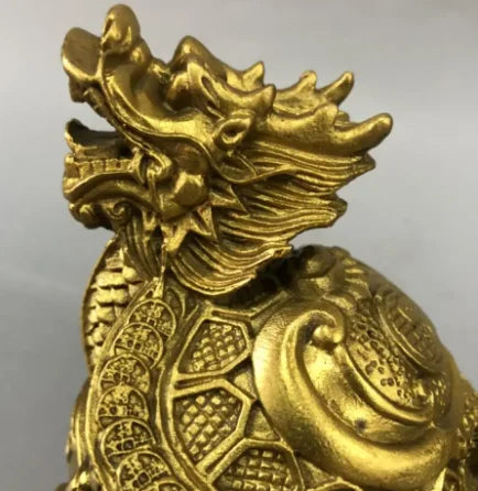 China brass recruit wealth dragon turtle crafts statue