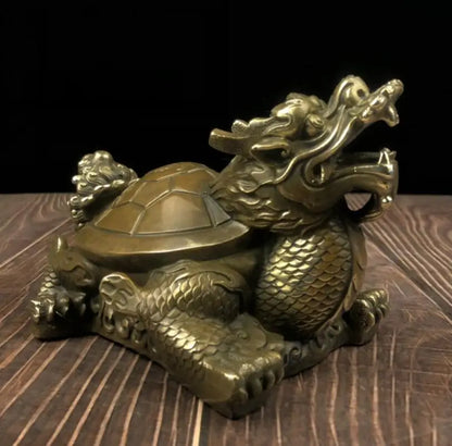 China brass recruit wealth dragon turtle crafts statue