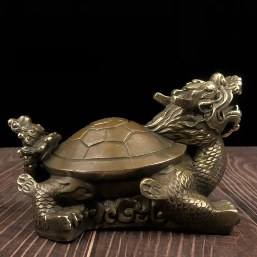 China brass recruit wealth dragon turtle crafts statue