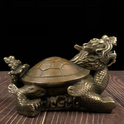 China brass recruit wealth dragon turtle crafts statue