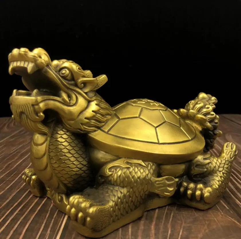 China brass recruit wealth dragon turtle crafts statue
