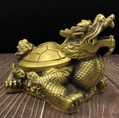 China brass recruit wealth dragon turtle crafts statue