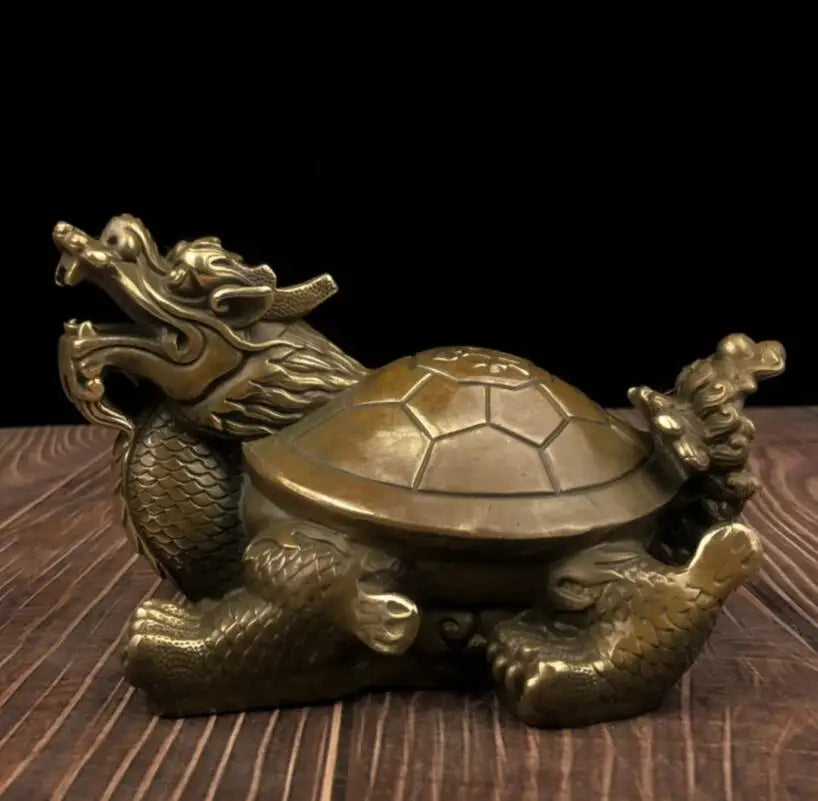 China brass recruit wealth dragon turtle crafts statue