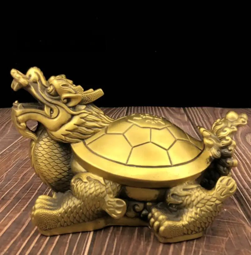 China brass recruit wealth dragon turtle crafts statue