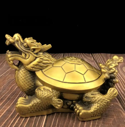 China brass recruit wealth dragon turtle crafts statue