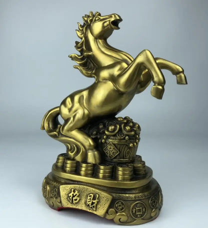 China brass recruit wealth horse crafts statue A pair