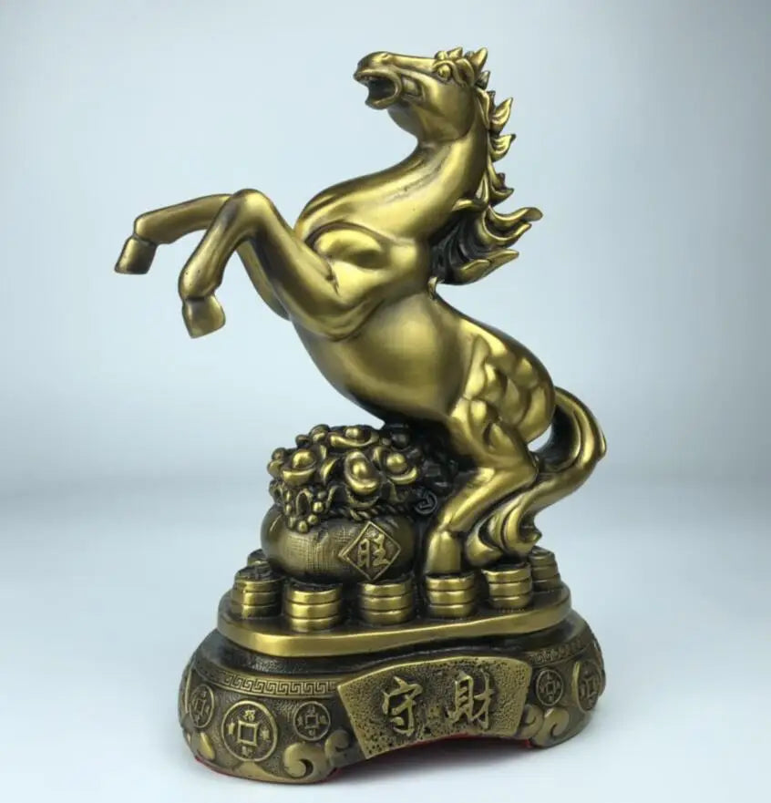 China brass recruit wealth horse crafts statue A pair