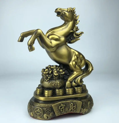 China brass recruit wealth horse crafts statue A pair