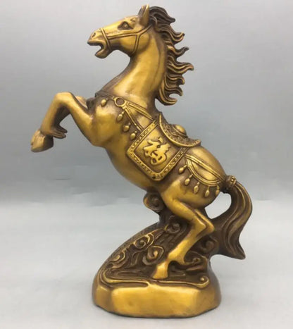 China brass recruit wealth horse crafts statue
