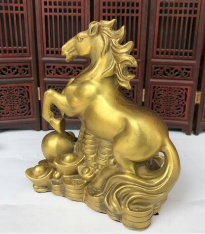 China brass recruit wealth horse crafts statue