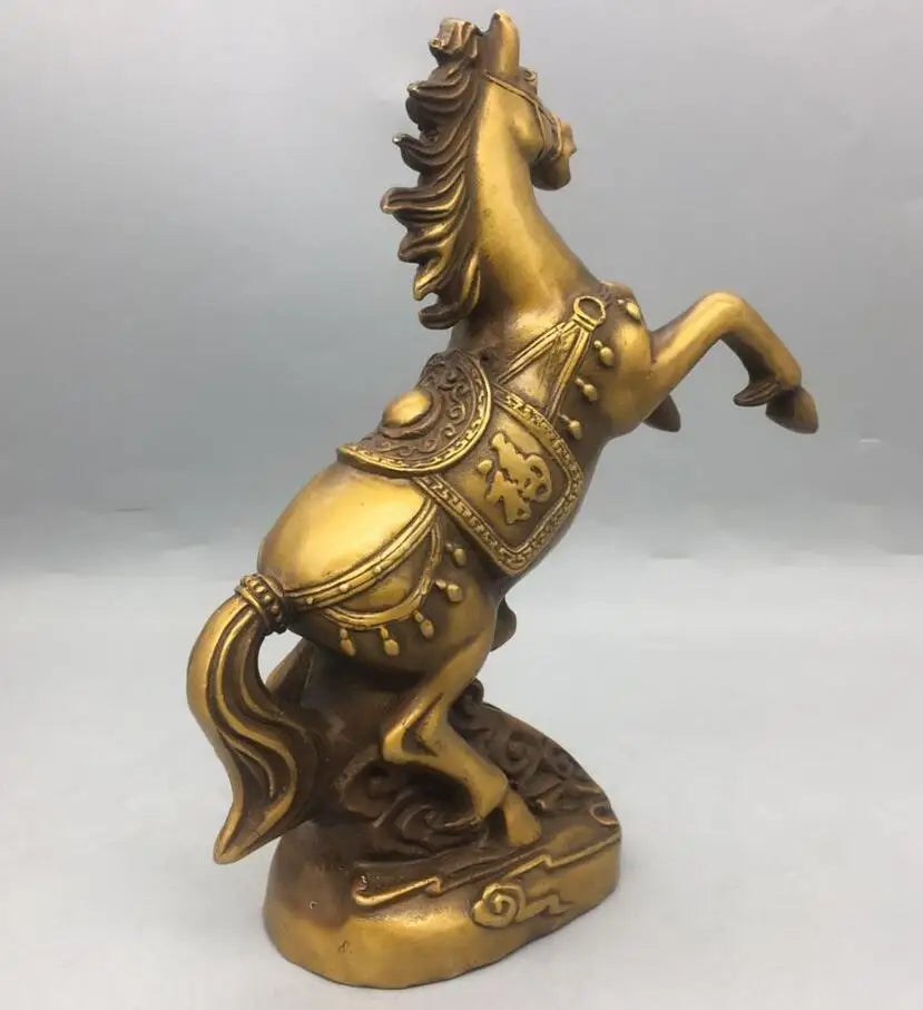 China brass recruit wealth horse crafts statue