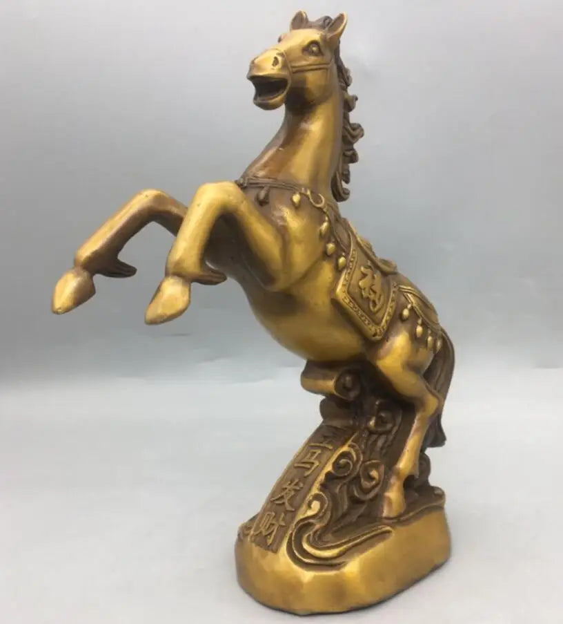China brass recruit wealth horse crafts statue