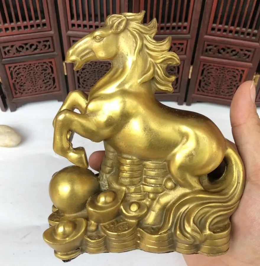China brass recruit wealth horse crafts statue
