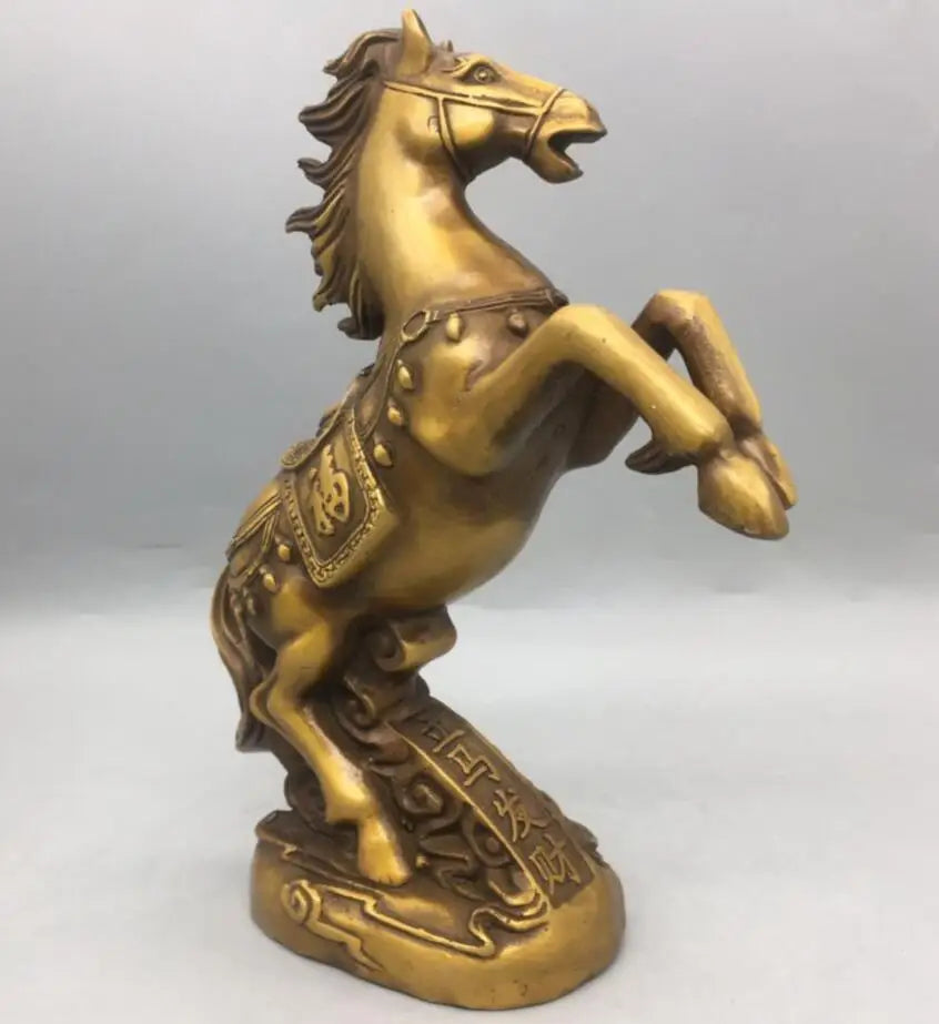 China brass recruit wealth horse crafts statue